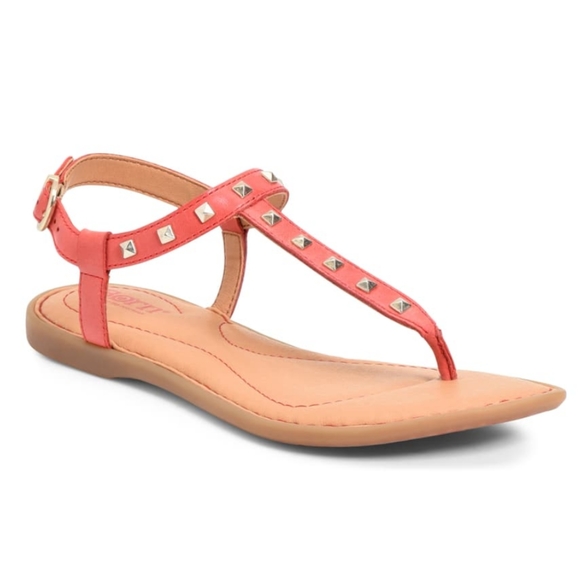 Born Shoes - Born Adana Studded Leather Sandals orange Summer Flip Flops Studs